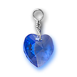 Sapphire Swarovski Crystal Heart Charm