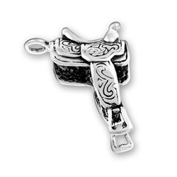 Sterling Silver 3D Saddle Charm