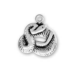 Sterling Silver Coiled Rattlesnake Charm