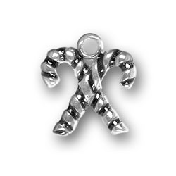 Sterling Silver Crossed Candy Canes Charm