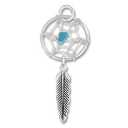 Sterling Silver Dreamcatcher Feather Charm