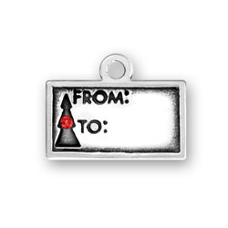 Sterling Silver Gift Tag with Red Crystal
