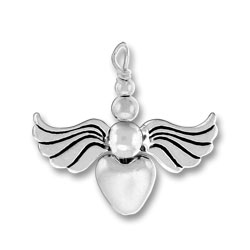 Sterling Silver Heart Silver Angel Charm