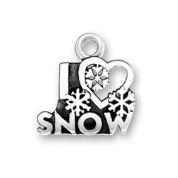 Sterling Silver I Heart Snow Charm