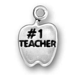 Sterling Silver Number One Teacher Apple Charm