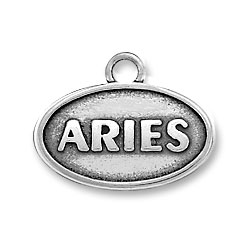 Sterling Silver Oval Aries Charm