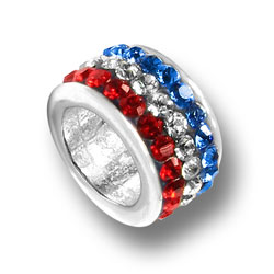 Sterling Silver Red White and Blue Crystal Bead