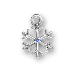 Sterling Silver Snowflake with Blue Crystal