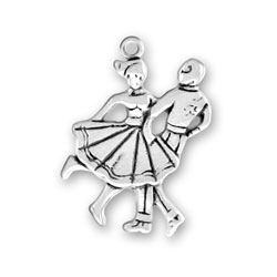 Sterling Silver Square Dancers Charm