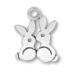 Sterling Silver Two Bunnies Charm