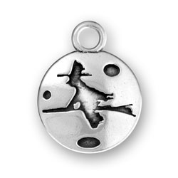 Sterling Silver Witch on Broom Charm
