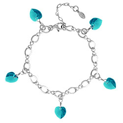 Zircon Crystal Heart Charm Bracelet