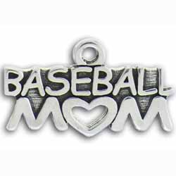 Pewter Sports Baseball Mom Charm