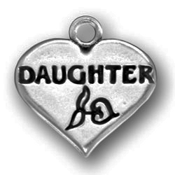 Daughter on Heart Charm: Pewter Baby Charm