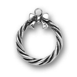 Pewter Holiday Christmas Wreath Charm